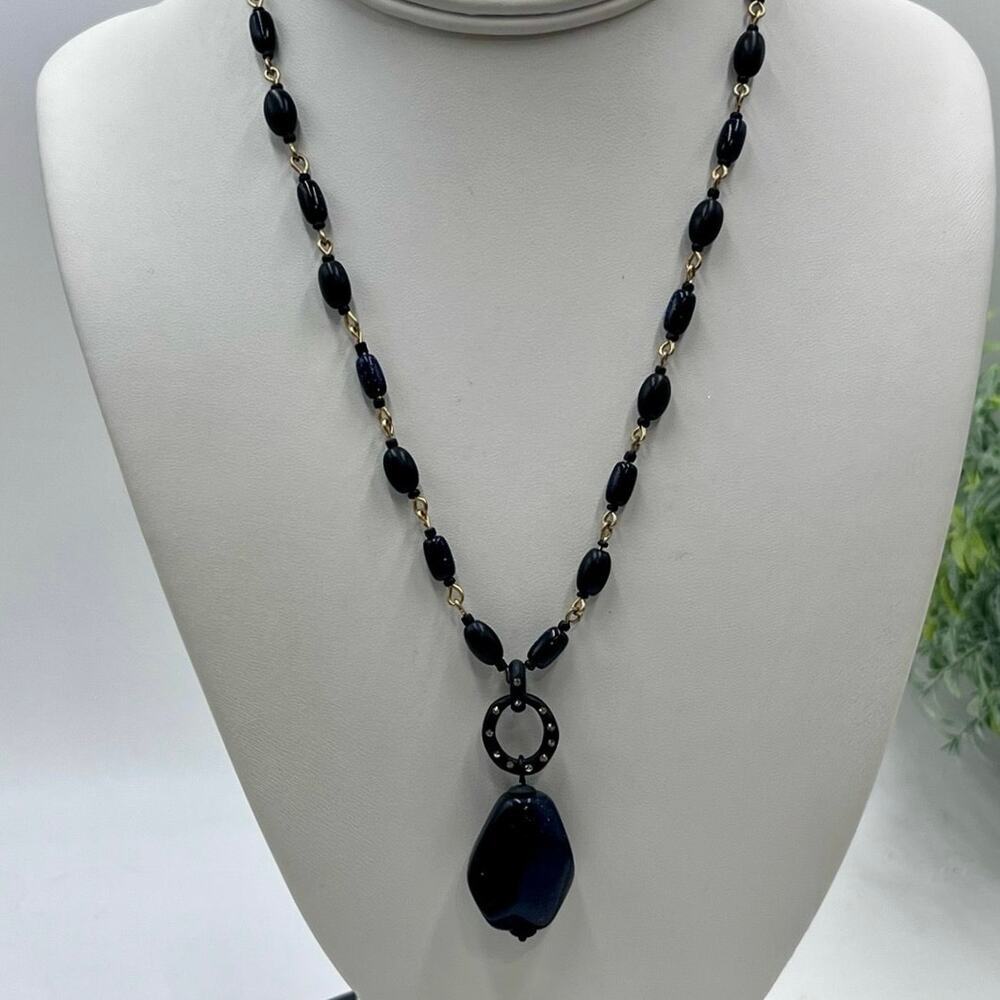 Sigrid Olsen Signed Dark Blue Glittery Stone Fashion‎ Statement Necklace